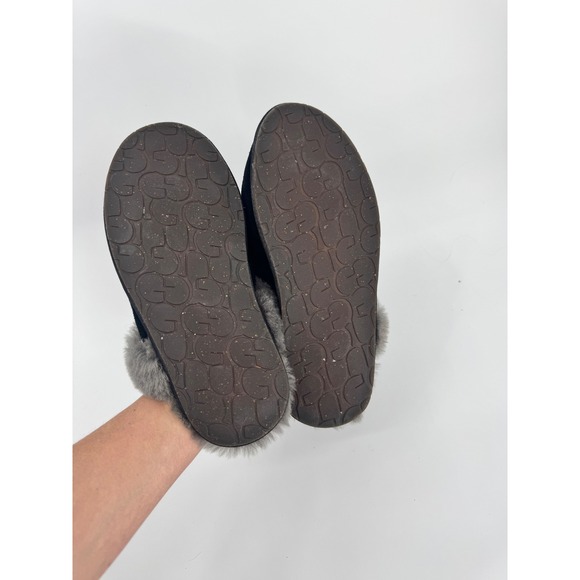 Ugg Scuffette II Slipper Black Suede Genuine Shearling Lined Women's 8 - Picture 10 of 12